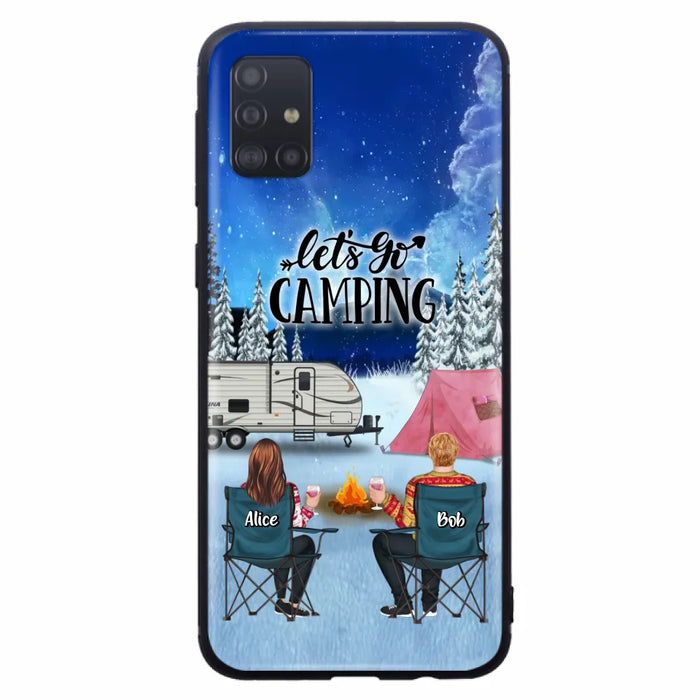 Personalized Christmas Camping Phone Case - Christmas Gift For Family/Couple/Camping Lover - Up to 2 Kids and 3 Pets - Let's Go Camping - Case For iPhone And Samsung