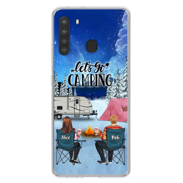 Personalized Christmas Camping Phone Case - Christmas Gift For Family/Couple/Camping Lover - Up to 2 Kids and 3 Pets - Let's Go Camping - Case For iPhone And Samsung
