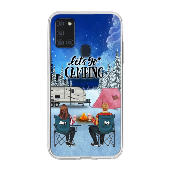 Personalized Christmas Camping Phone Case - Christmas Gift For Family/Couple/Camping Lover - Up to 2 Kids and 3 Pets - Let's Go Camping - Case For iPhone And Samsung