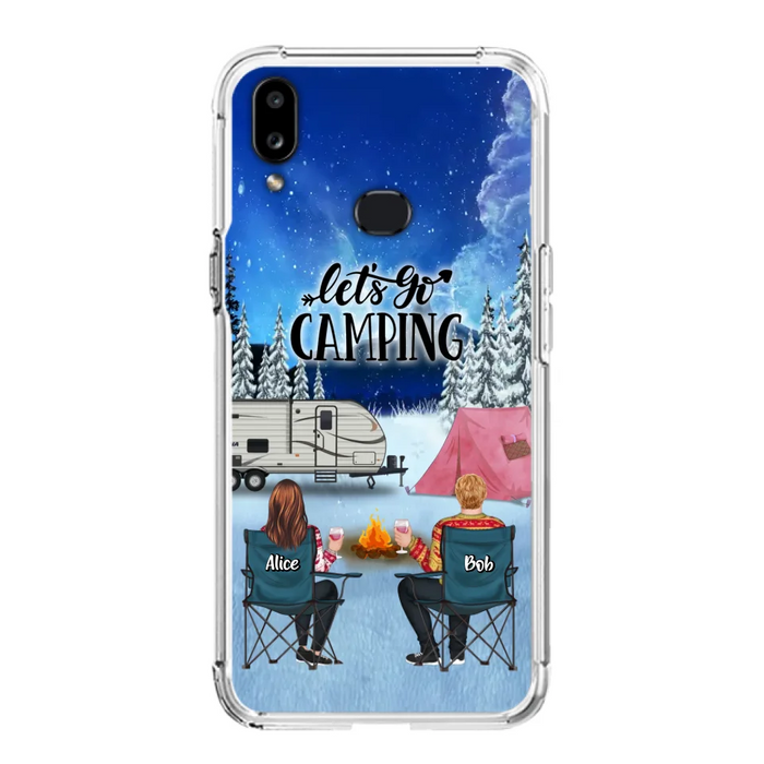 Personalized Christmas Camping Phone Case - Christmas Gift For Family/Couple/Camping Lover - Up to 2 Kids and 3 Pets - Let's Go Camping - Case For iPhone And Samsung