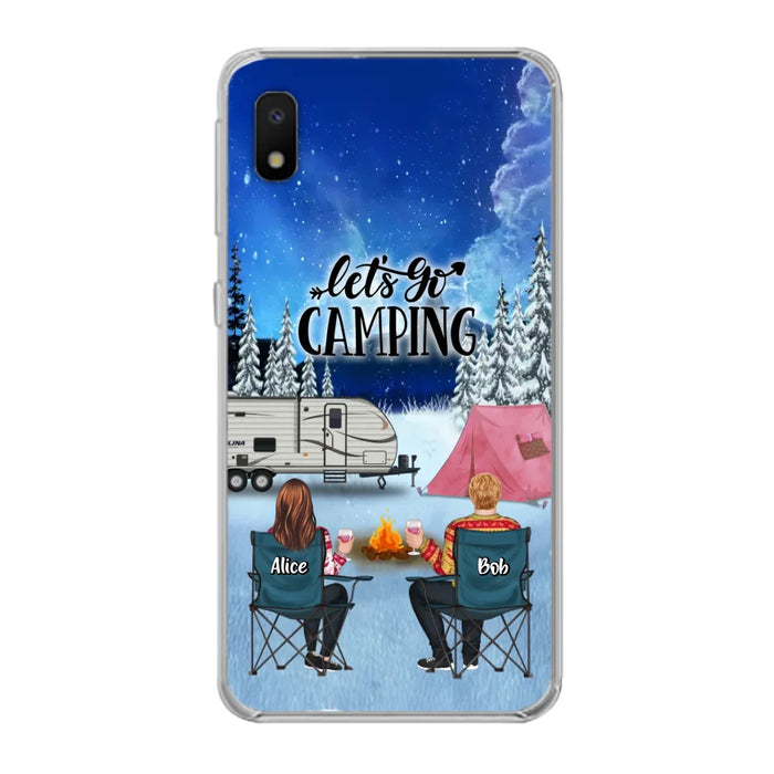 Personalized Christmas Camping Phone Case - Christmas Gift For Family/Couple/Camping Lover - Up to 2 Kids and 3 Pets - Let's Go Camping - Case For iPhone And Samsung