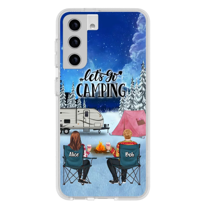 Personalized Christmas Camping Phone Case - Christmas Gift For Family/Couple/Camping Lover - Up to 2 Kids and 3 Pets - Let's Go Camping - Case For iPhone And Samsung