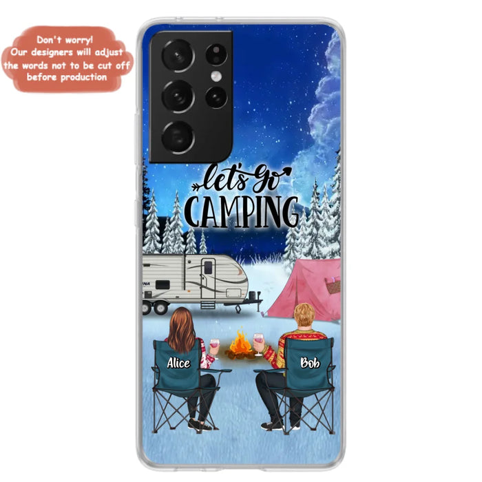 Personalized Christmas Camping Phone Case - Christmas Gift For Family/Couple/Camping Lover - Up to 2 Kids and 3 Pets - Let's Go Camping - Case For iPhone And Samsung
