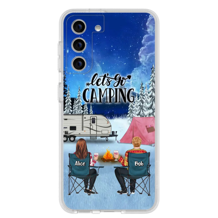 Personalized Christmas Camping Phone Case - Christmas Gift For Family/Couple/Camping Lover - Up to 2 Kids and 3 Pets - Let's Go Camping - Case For iPhone And Samsung