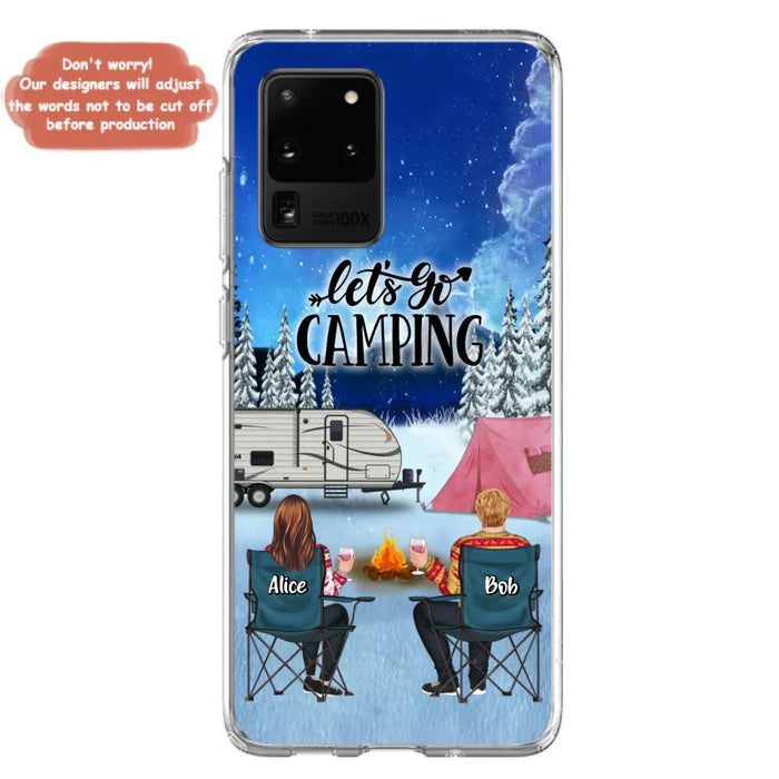 Personalized Christmas Camping Phone Case - Christmas Gift For Family/Couple/Camping Lover - Up to 2 Kids and 3 Pets - Let's Go Camping - Case For iPhone And Samsung