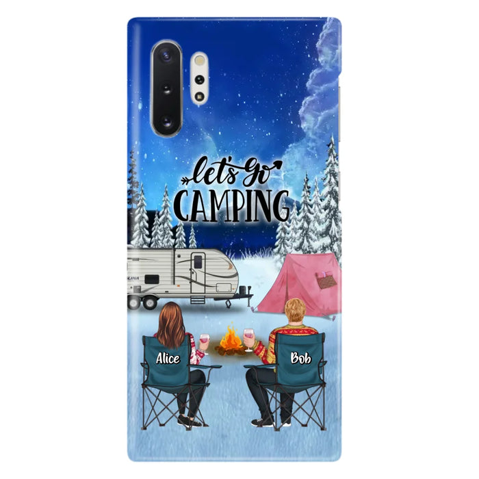 Personalized Christmas Camping Phone Case - Christmas Gift For Family/Couple/Camping Lover - Up to 2 Kids and 3 Pets - Let's Go Camping - Case For iPhone And Samsung