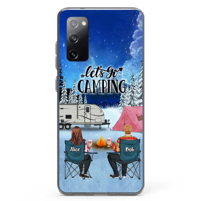 Personalized Christmas Camping Phone Case - Christmas Gift For Family/Couple/Camping Lover - Up to 2 Kids and 3 Pets - Let's Go Camping - Case For iPhone And Samsung