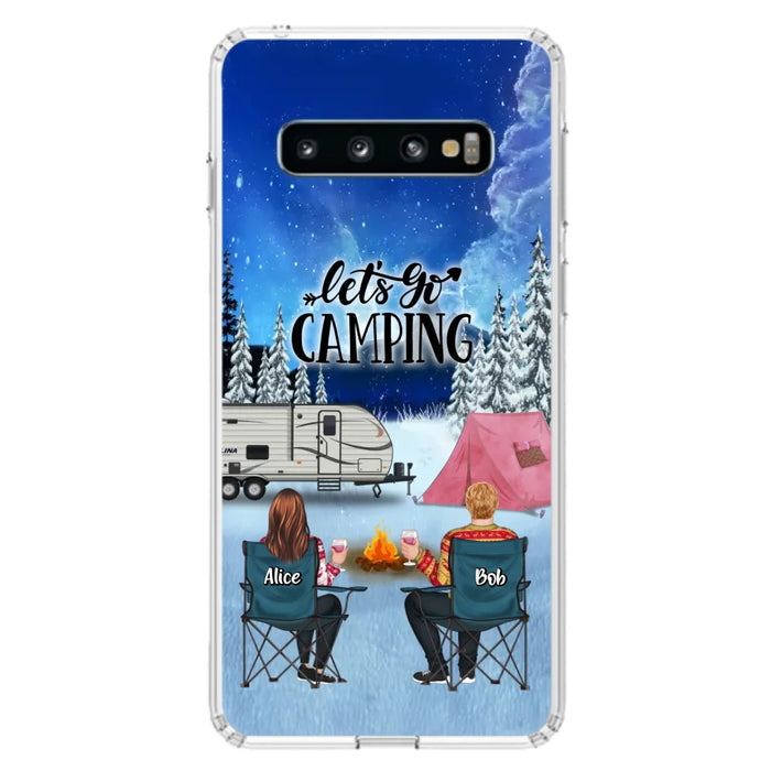 Personalized Christmas Camping Phone Case - Christmas Gift For Family/Couple/Camping Lover - Up to 2 Kids and 3 Pets - Let's Go Camping - Case For iPhone And Samsung