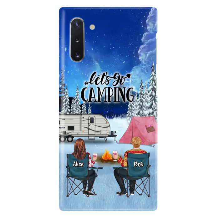 Personalized Christmas Camping Phone Case - Christmas Gift For Family/Couple/Camping Lover - Up to 2 Kids and 3 Pets - Let's Go Camping - Case For iPhone And Samsung