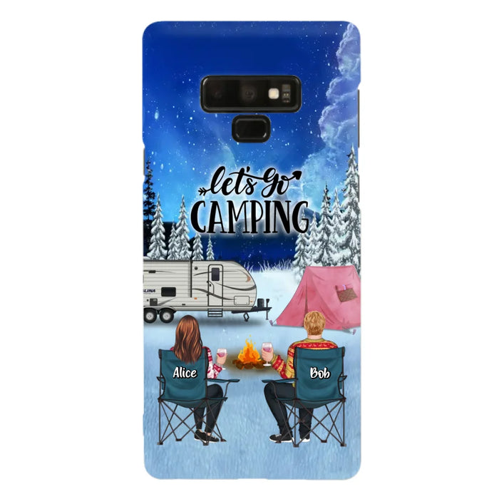 Personalized Christmas Camping Phone Case - Christmas Gift For Family/Couple/Camping Lover - Up to 2 Kids and 3 Pets - Let's Go Camping - Case For iPhone And Samsung