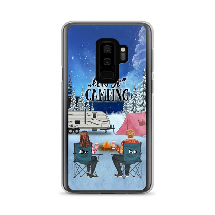 Personalized Christmas Camping Phone Case - Christmas Gift For Family/Couple/Camping Lover - Up to 2 Kids and 3 Pets - Let's Go Camping - Case For iPhone And Samsung