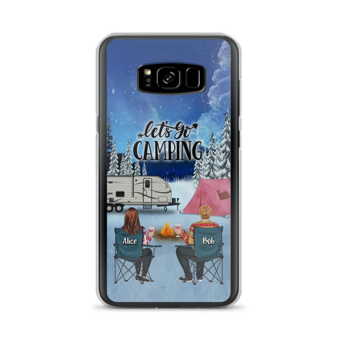 Personalized Christmas Camping Phone Case - Christmas Gift For Family/Couple/Camping Lover - Up to 2 Kids and 3 Pets - Let's Go Camping - Case For iPhone And Samsung