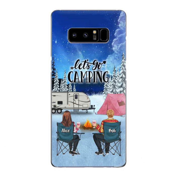 Personalized Christmas Camping Phone Case - Christmas Gift For Family/Couple/Camping Lover - Up to 2 Kids and 3 Pets - Let's Go Camping - Case For iPhone And Samsung