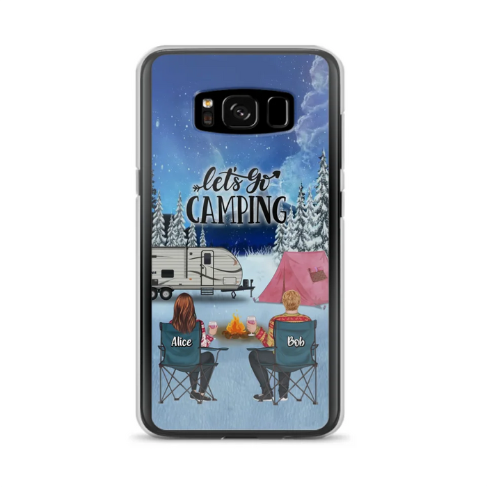 Personalized Christmas Camping Phone Case - Christmas Gift For Family/Couple/Camping Lover - Up to 2 Kids and 3 Pets - Let's Go Camping - Case For iPhone And Samsung