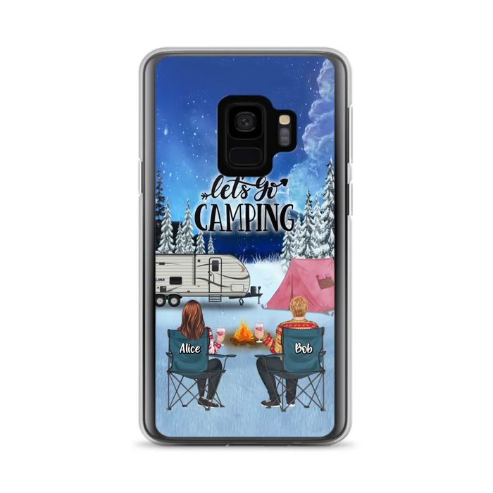Personalized Christmas Camping Phone Case - Christmas Gift For Family/Couple/Camping Lover - Up to 2 Kids and 3 Pets - Let's Go Camping - Case For iPhone And Samsung