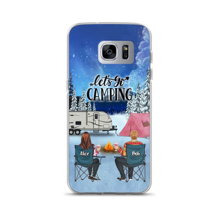 Personalized Christmas Camping Phone Case - Christmas Gift For Family/Couple/Camping Lover - Up to 2 Kids and 3 Pets - Let's Go Camping - Case For iPhone And Samsung