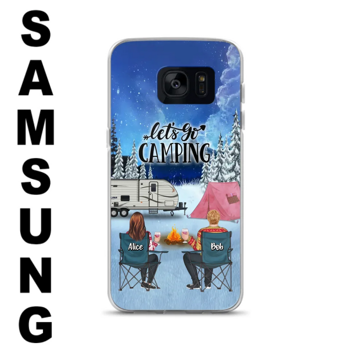 Personalized Christmas Camping Phone Case - Christmas Gift For Family/Couple/Camping Lover - Up to 2 Kids and 3 Pets - Let's Go Camping - Case For iPhone And Samsung
