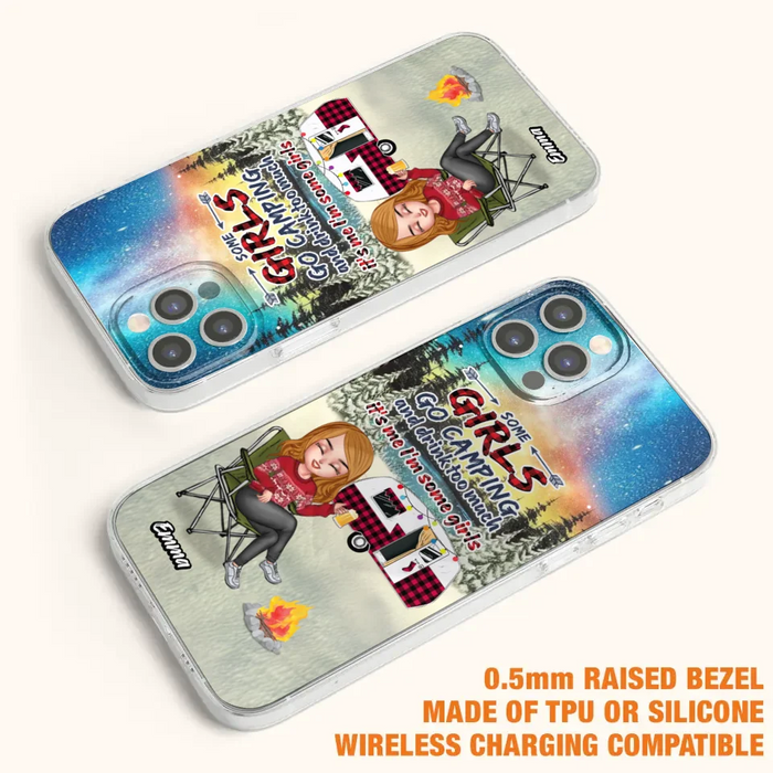 Personalized Xmas Camping Girl Phone Case - Christmas Gift For Camping Lover - Up to 3 Dogs - Some Girls Go Camping And Drink Too Much - iPhone And Samsung