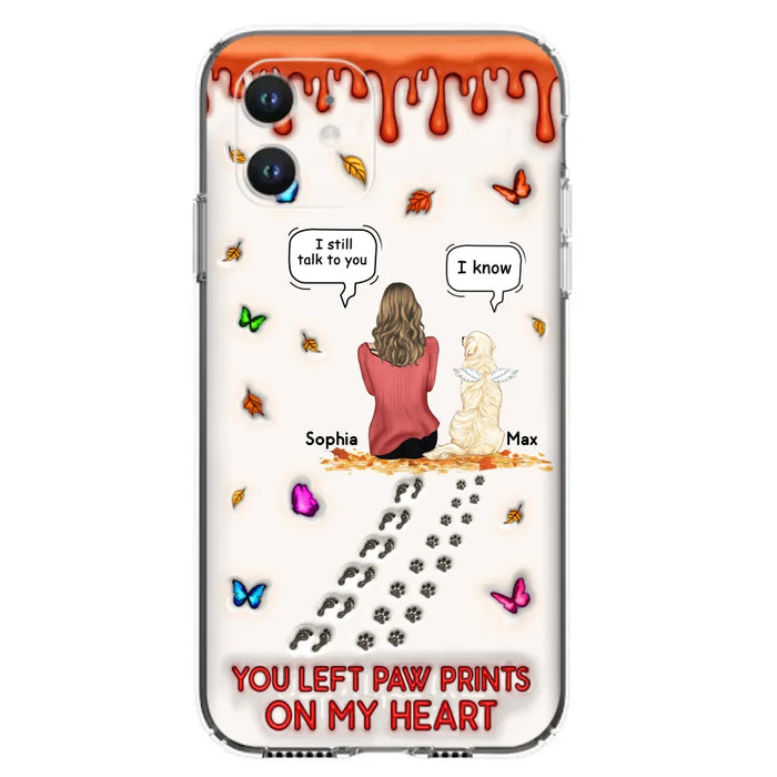 Personalized Memorial Dog Phone Case - Memorial Gift Idea For Dog/Cat Lover - Case For iPhone/Samsung - You Left Paw Prints On My Heart
