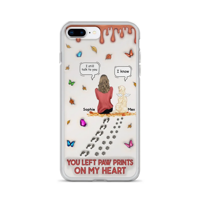 Personalized Memorial Dog Phone Case - Memorial Gift Idea For Dog/Cat Lover - Case For iPhone/Samsung - You Left Paw Prints On My Heart