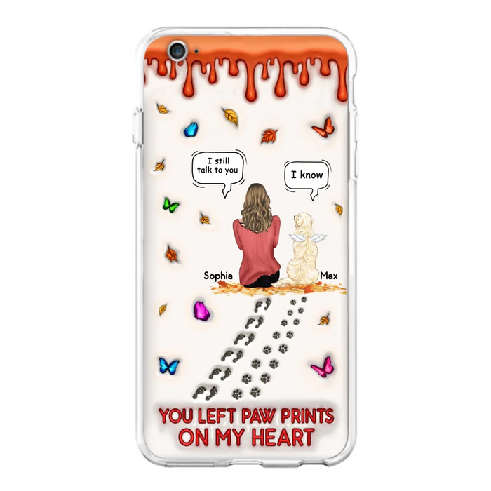 Personalized Memorial Dog Phone Case - Memorial Gift Idea For Dog/Cat Lover - Case For iPhone/Samsung - You Left Paw Prints On My Heart