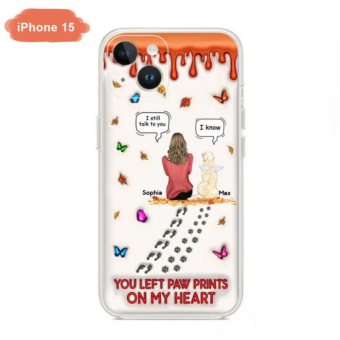 Personalized Memorial Dog Phone Case - Memorial Gift Idea For Dog/Cat Lover - Case For iPhone/Samsung - You Left Paw Prints On My Heart