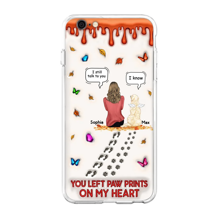 Personalized Memorial Dog Phone Case - Memorial Gift Idea For Dog/Cat Lover - Case For iPhone/Samsung - You Left Paw Prints On My Heart
