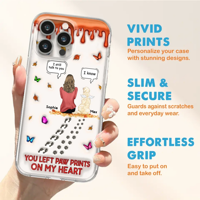Personalized Memorial Dog Phone Case - Memorial Gift Idea For Dog/Cat Lover - Case For iPhone/Samsung - You Left Paw Prints On My Heart