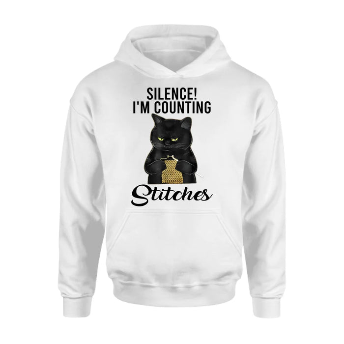 Personalized Cat T-shirt/Long Sleeve/Sweatshirt/Hoodie - Gift Idea For Knitting Lover - Silence I'm Counting Stitches