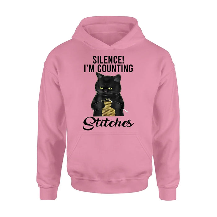 Personalized Cat T-shirt/Long Sleeve/Sweatshirt/Hoodie - Gift Idea For Knitting Lover - Silence I'm Counting Stitches