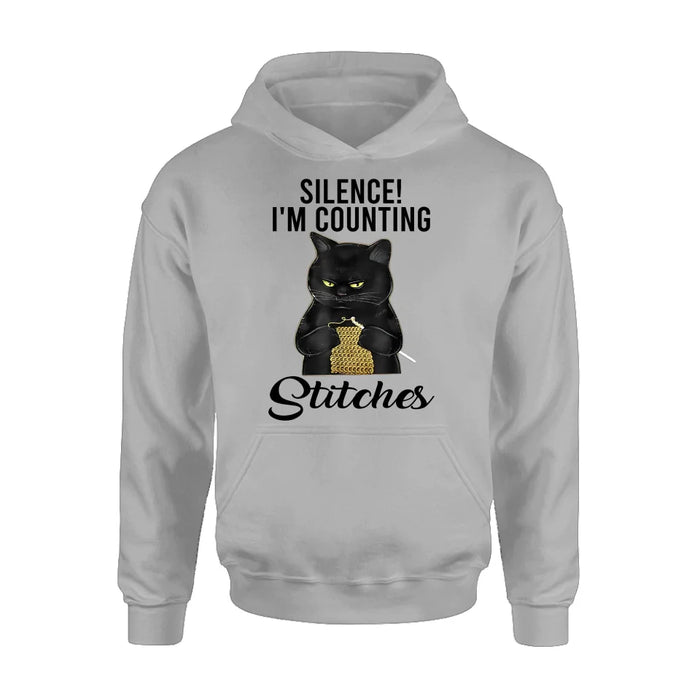 Personalized Cat T-shirt/Long Sleeve/Sweatshirt/Hoodie - Gift Idea For Knitting Lover - Silence I'm Counting Stitches