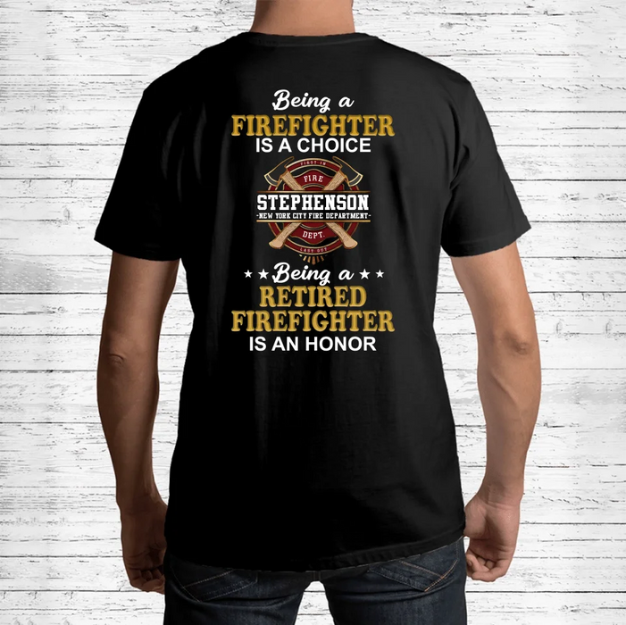 Personalized Retired Firefighter T-Shirt - Gift Idea For Firefighter/Father/Grandpa