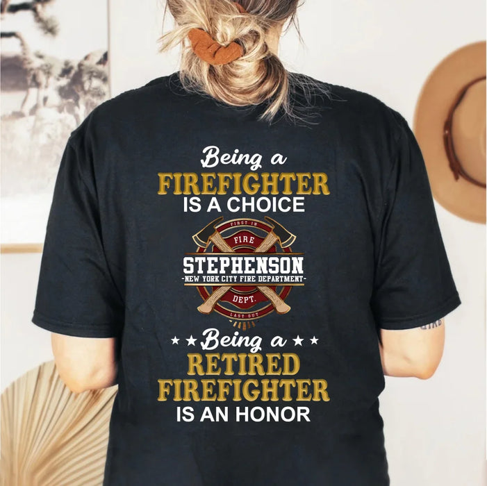 Personalized Retired Firefighter T-Shirt - Gift Idea For Firefighter/Father/Grandpa