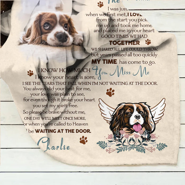 Personalized Memorial Quilt/Fleece Throw Blanket - Memorial Gift Idea For Dog Lover - Waiting At The Door