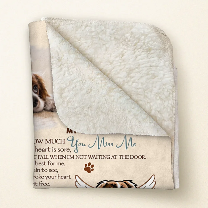 Personalized Memorial Quilt/Fleece Throw Blanket - Memorial Gift Idea For Dog Lover - Waiting At The Door