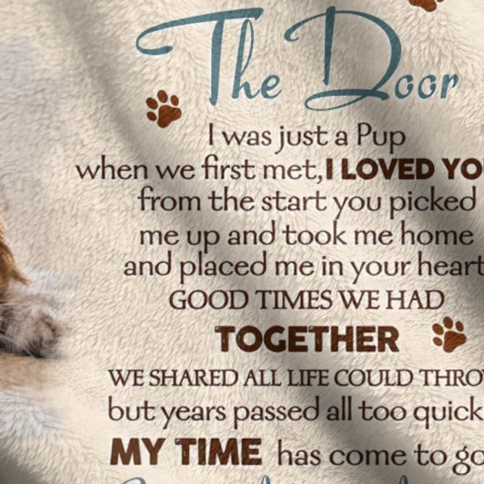 Personalized Memorial Quilt/Fleece Throw Blanket - Memorial Gift Idea For Dog Lover - Waiting At The Door