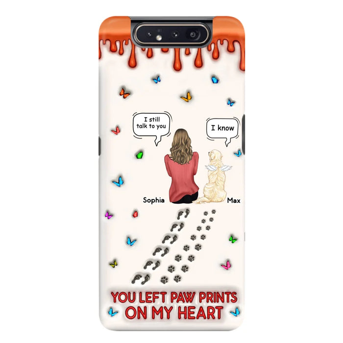 Custom Personalized Memorial Pet Phone Case - Memorial Gift Idea For Pet Owner - Case For iPhone/ Samsung - You Left Paw Prints On My Heart