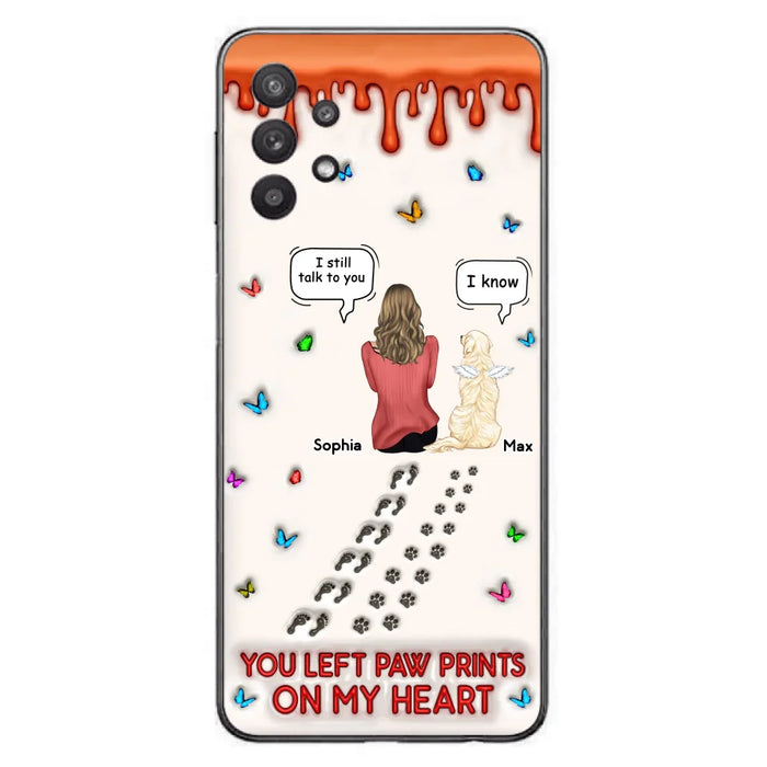Custom Personalized Memorial Pet Phone Case - Memorial Gift Idea For Pet Owner - Case For iPhone/ Samsung - You Left Paw Prints On My Heart