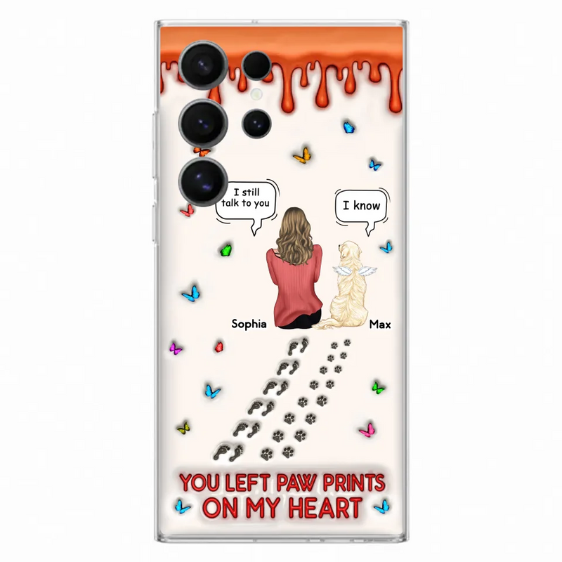 Custom Personalized Memorial Pet Phone Case - Memorial Gift Idea For Pet Owner - Case For iPhone/ Samsung - You Left Paw Prints On My Heart