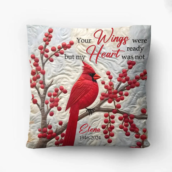 Personalized Memorial Christmas Quilt/Fleece Throw Blanket/Pillow Cover - Memorial Gift Idea - Your Wings Were Ready But My Heart Was Not