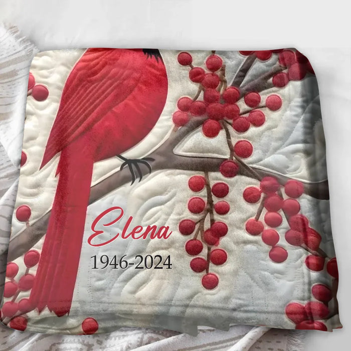 Personalized Memorial Christmas Quilt/Fleece Throw Blanket/Pillow Cover - Memorial Gift Idea - Your Wings Were Ready But My Heart Was Not