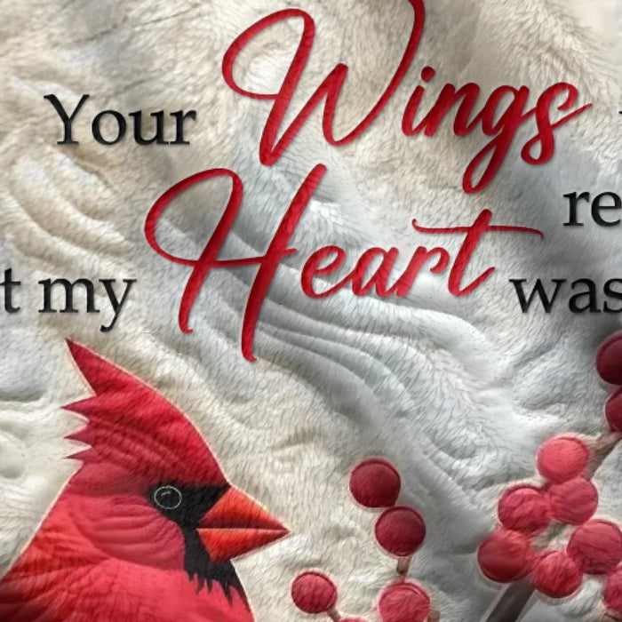 Personalized Memorial Christmas Quilt/Fleece Throw Blanket/Pillow Cover - Memorial Gift Idea - Your Wings Were Ready But My Heart Was Not