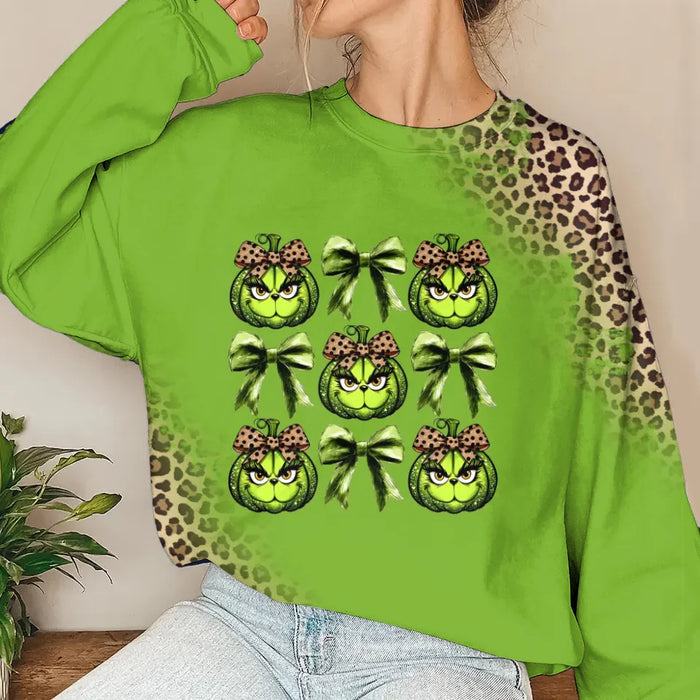 Personalized In My Grinch Era Leopard AOP Sweater - Gift Idea For Grandma/Mom