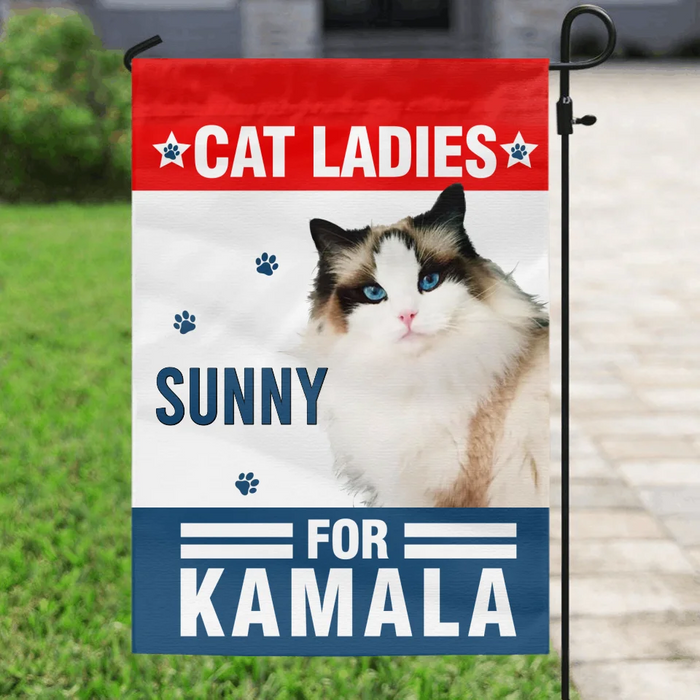 Personalized Cat Ladies For Kamala Flag Sign/Metal Sign - Upload Photo - Gift Idea For Cat Lover