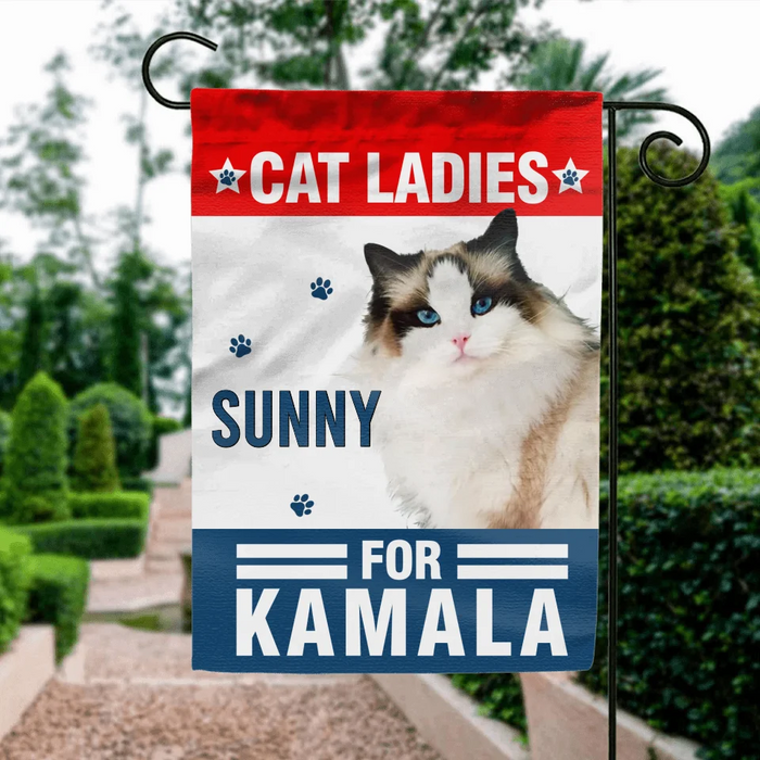 Personalized Cat Ladies For Kamala Flag Sign/Metal Sign - Upload Photo - Gift Idea For Cat Lover