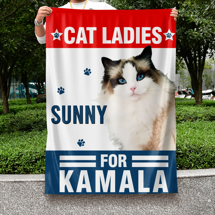 Personalized Cat Ladies For Kamala Flag Sign/Metal Sign - Upload Photo - Gift Idea For Cat Lover