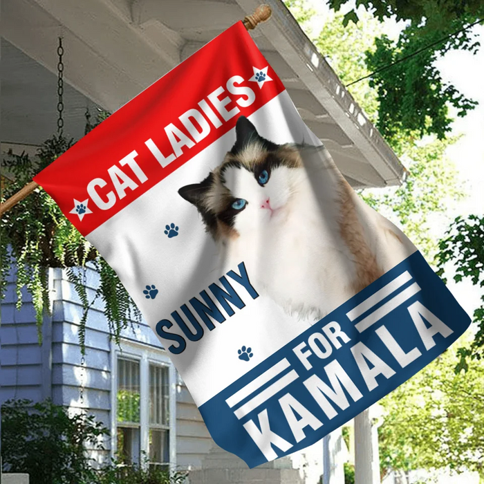 Personalized Cat Ladies For Kamala Flag Sign/Metal Sign - Upload Photo - Gift Idea For Cat Lover