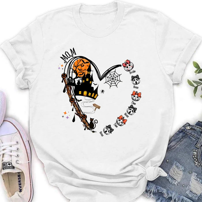 Personalized Halloween Grandma Heart  T-shirt/Long Sleeve/Sweatshirt/Hoodie - Up to 6 Kids - Gift Idea For Grandma/Mom