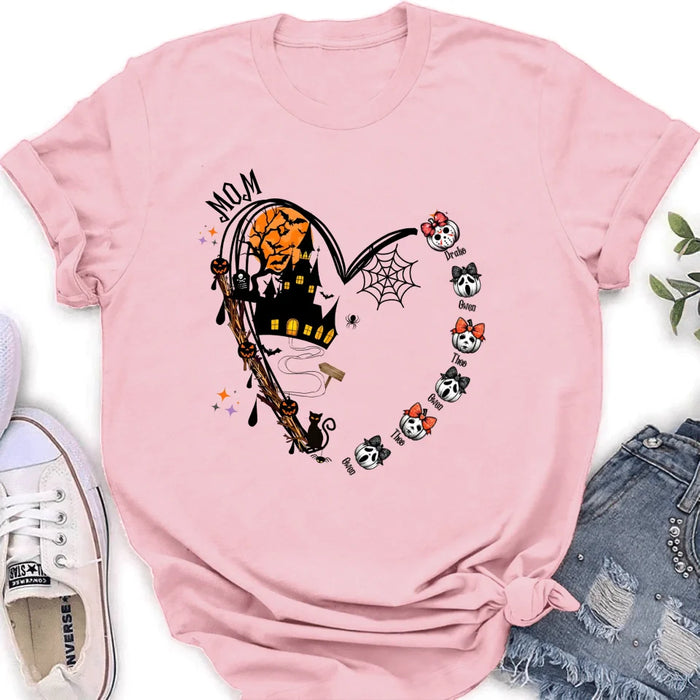 Personalized Halloween Grandma Heart  T-shirt/Long Sleeve/Sweatshirt/Hoodie - Up to 6 Kids - Gift Idea For Grandma/Mom