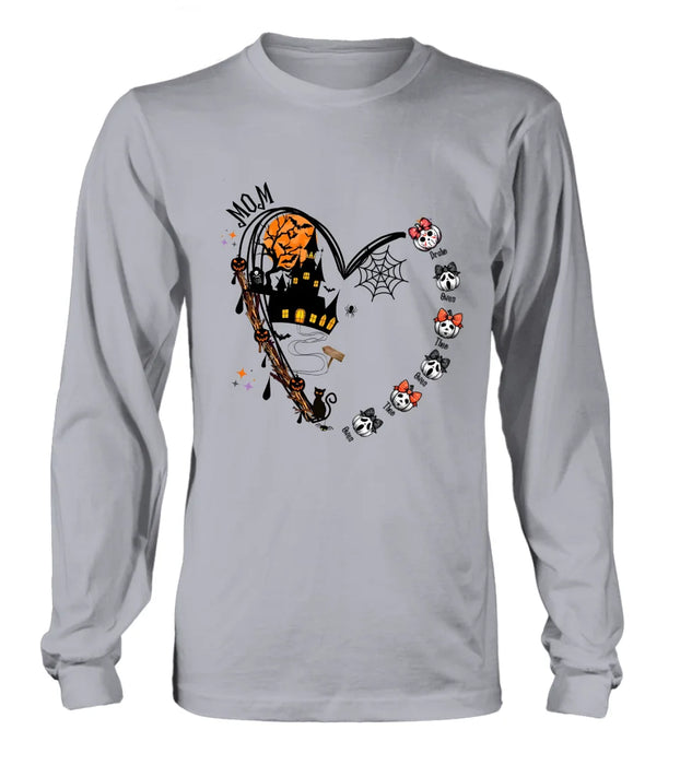 Personalized Halloween Grandma Heart  T-shirt/Long Sleeve/Sweatshirt/Hoodie - Up to 6 Kids - Gift Idea For Grandma/Mom